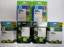 Lot of 6 HP 88XL Ink Cartridges Yellow Cyan Magenta Sealed EXPIRED 2009-2012