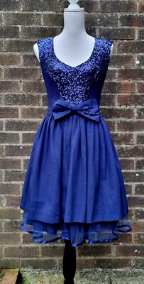 river island blue sequin dress Vintage 1990s 90s Blue Sequin Cocktail Formal Party Fitted Sparkle NYE WOW Dress