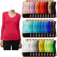 NE PEOPLE Womens Comfy Lightweight Basic Solid Long Sleeve V Neck T Shirt NEWT90