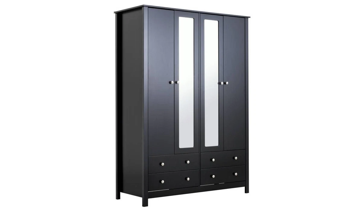 Habitat Osaka 4 Door 4 Drawer Mirrored Wardrobe Black eBay