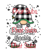 Sublimation Print Plaid The Gamer Gnome Christmas Ready to Press Heat Transfer
