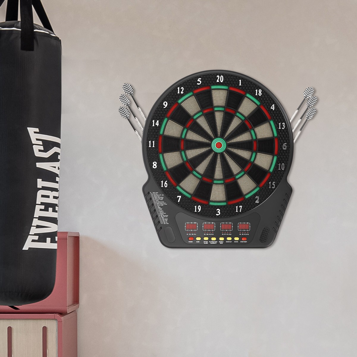 Electronic Dart Board with 27 Game Modes, LED Screens & Soft