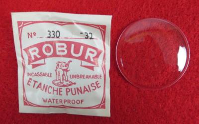 ROBUR Vintage Pocket Watch Crystals, Unbreakable, Size is 330/32, France, NOS