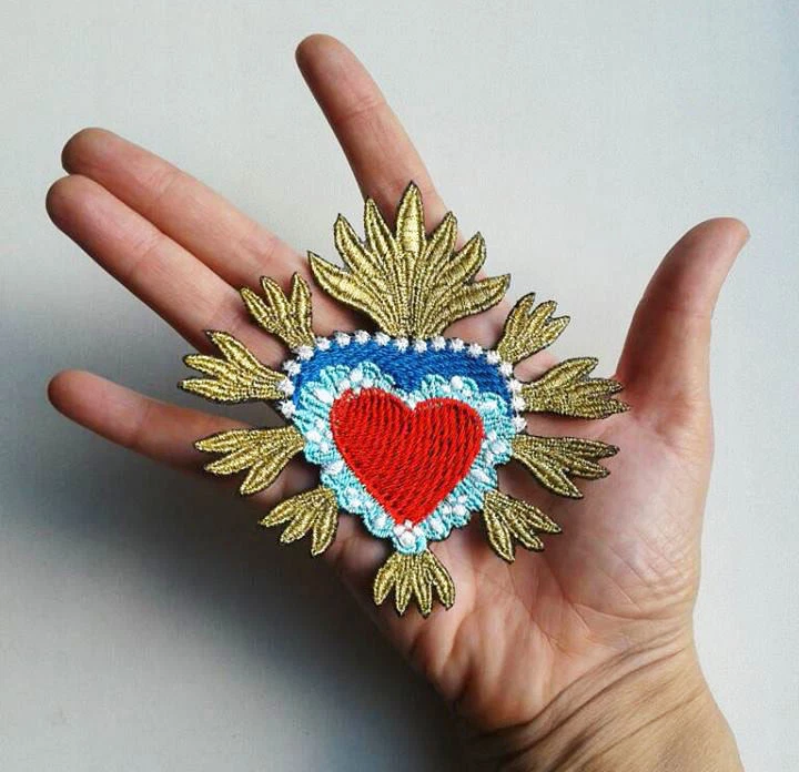 Sacred Heart Milagro Metallic Handmade Embroidered Patch - Image 3 of 4