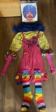5T Girls Clown Costume Complete . Warm Double Layered Dress 