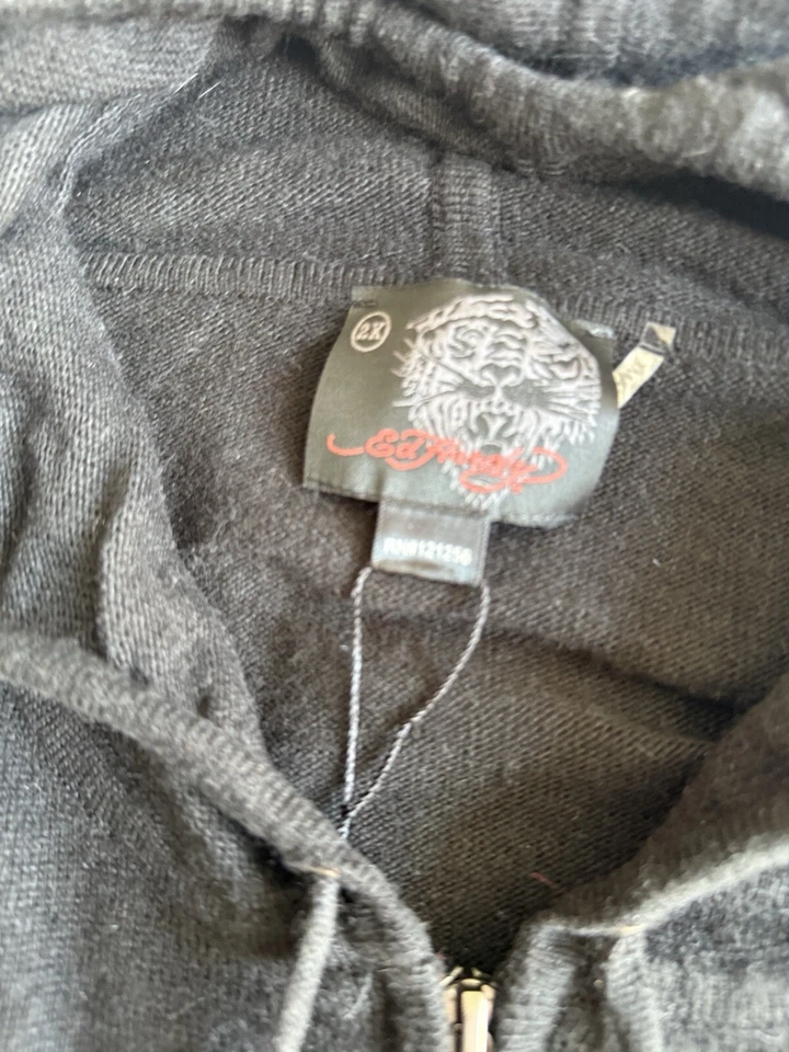 Cárdigan Suéter Tejido Cremallera Mezcla Lana Con Capucha ED HARDY Tigre XXL Foto 4 de 4