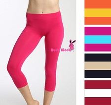 Ladies Seamless Basic Stretch Capri Sports Yoga Leggings Skinny Slim Pant