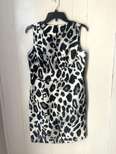 Ann Taylor Black and White Cheetah Print Dress Size 8 Petite