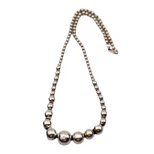 FAS STERLING SILVER GRADUATED 21" BEADED 19MM NECKLACE 19.6GR #4219