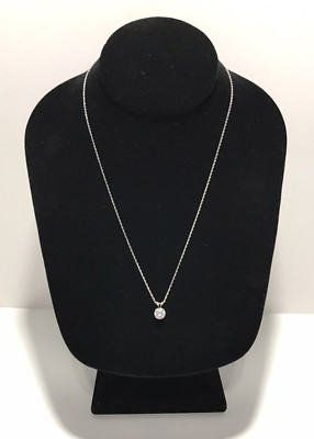 925 Sterling Silver DQ CZ White Cubic Zirconia Pendant Necklace 18''