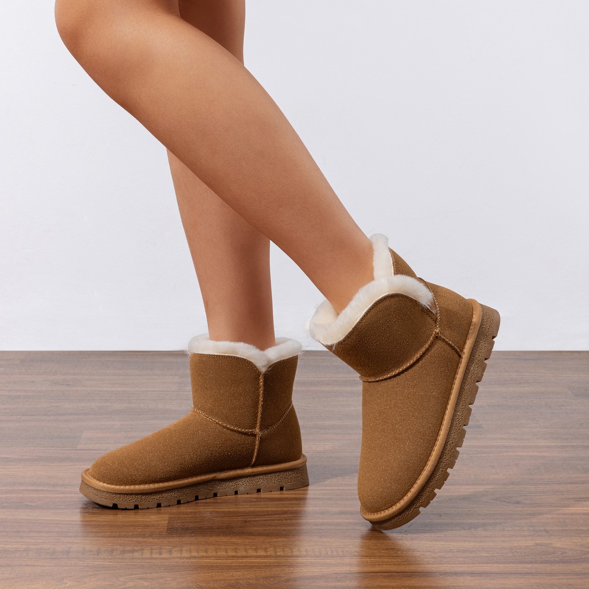 Women's Snow Boots Comfortable Faux Fur Slip-On Ankle Boots for