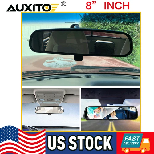 Universal Inner Inside Interior 8  Inch Rearview Rear View Mirror w/Adhesive Kit