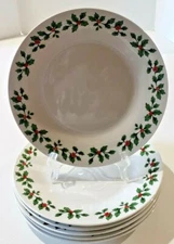 SIX Royal Norfolk Greenbriar Holly Berries Dinner Plates 10-1/2"