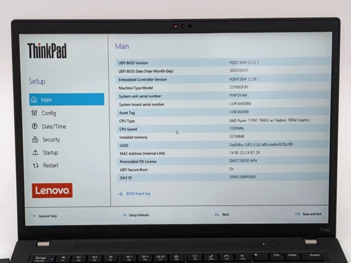 Lenovo ThinkPad T14s 4th Gen AMD G4 Ryzen 7 7840U 32GB 512GB 14 WUXGA Touch W11P - Picture 9 of 15