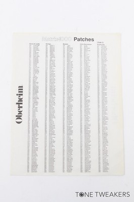 Original Oberheim Matrix-1000 Patches List VINTAGE SYNTH DEALER