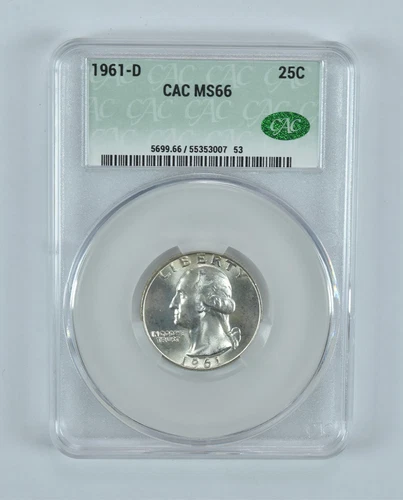 1961-D Washington Quarter MS66 CAC CACg