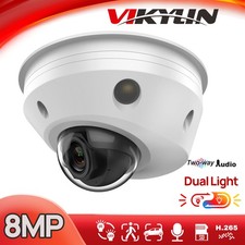VIKYLIN 8MP Dual Light Full Color IR POE Dome Camera Infrared MIC Speaker 2.8mm