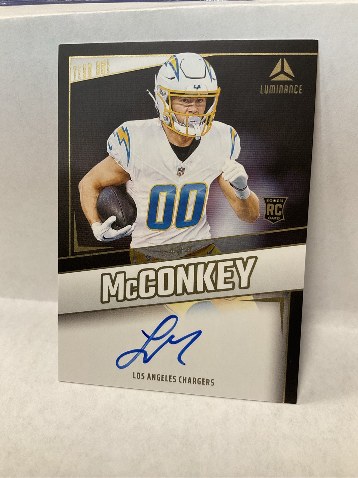 2024 Luminance - Year One Signatures Ladd McConkey “On Card” Blue Auto #YOS-LMY