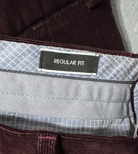 NWOT HILTL Men’s Maroon Corduroy Pants Flat Front Trousers Sz 42x31 Work Travel - Picture 5 of 7