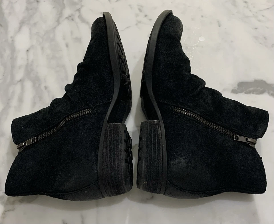 Botas BORN Mujer 9M Negro Botín Gamuza Envejecida Cremallera al Tobillo Cómodas ¡Nuevas! Foto 2 de 4