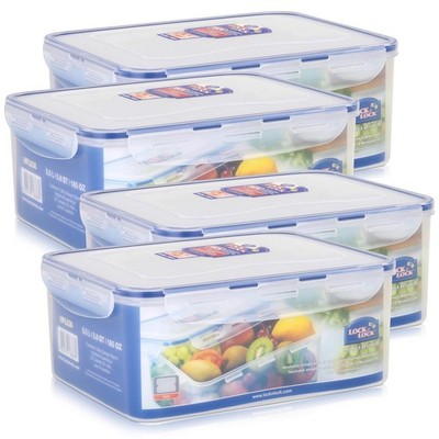 Lock&Lock HPL836 Vorratsdose 5,5L - Luft und Wasserdicht - rechteckig (4er Pack)
