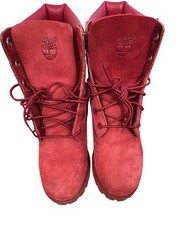    Timberland Premium 6 In Waterproof Boot Medium Red Nubuck Size 6Y BRAND NEW