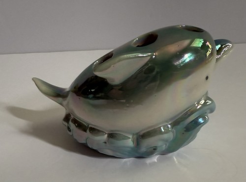 Vintage Ceramic Iridescent Luster Ware Dolphin 3 hole pen/pencil holder for desk - Picture 3 of 11