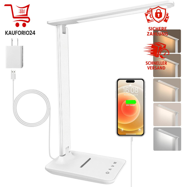 Schreibtischlampe LED Dimmbar Augenschutz Touch Steuerung 5 Farben USB FüR-image