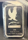 Silvertowne American Eagle 5 oz .999 Silver Bar Sealed in Plastic Landing Eagle