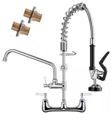 Pull Down Double Handle Wall Mount Standard Kitchen Faucet in Polished Chrome