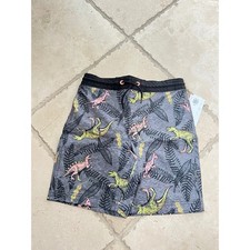 NEW Old Navy Boys 10-12 Dinosaur Print Swim Trunks Gray UPF 50 Board Shorts L