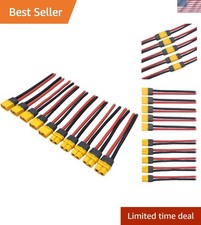 Efficient Connectors for RC Cars and Drones - 5 Pairs XT60H with 12AWG Wiring