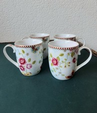 PiP Home Studio 4 Mugs New Edition Chinese Rose Blue Floral Porcelain Gold det.