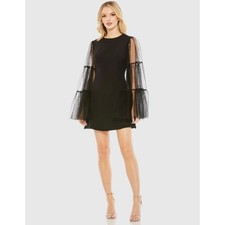 Ieena for Mac Duggal 49612 High Neck Flared Sleeve Mini Dress 8 