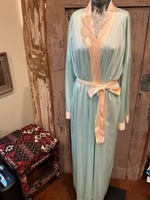 VTG Vanity Fair Peignoir lingerie set coastal Green nightgown beach get away L