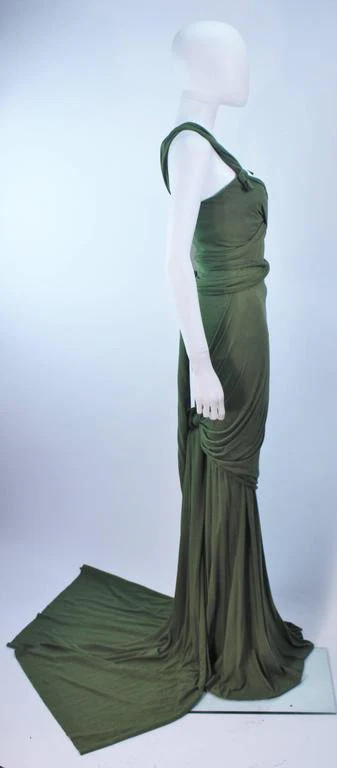 ELIZABETH MASON COUTURE Green Jersey Eco Chic Draped Gown image 7