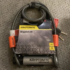 Kryptonite Bike Lock KryptoLok Series U-Lock 4' Flex Cable Rated 6/10 Security