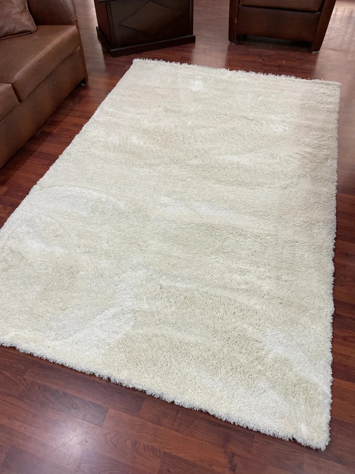 White Shaggy Rug, Plain Fluffy Carpet 6x9 Soft White for home decor area rug - Image 2 of 4