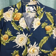 Mens XL Palm Bay SS Cotton Aloha Shirt NWT Hawaiian from Hilo Hatties Pineapples