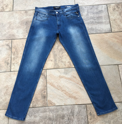 Mens Replay ANBASS M914 Slim Fit Blue Hyperflex Stretch Denim Jeans - W32 L30