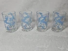 Vintage 1950's Federal Glass Co. Blue Gazelle 6oz. Barware Glasses (Set of 4)