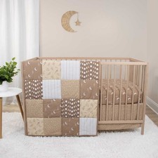 Boho Celestial Patchwork 3 Piece Baby Crib Bedding Set The Peanutshell Unisex