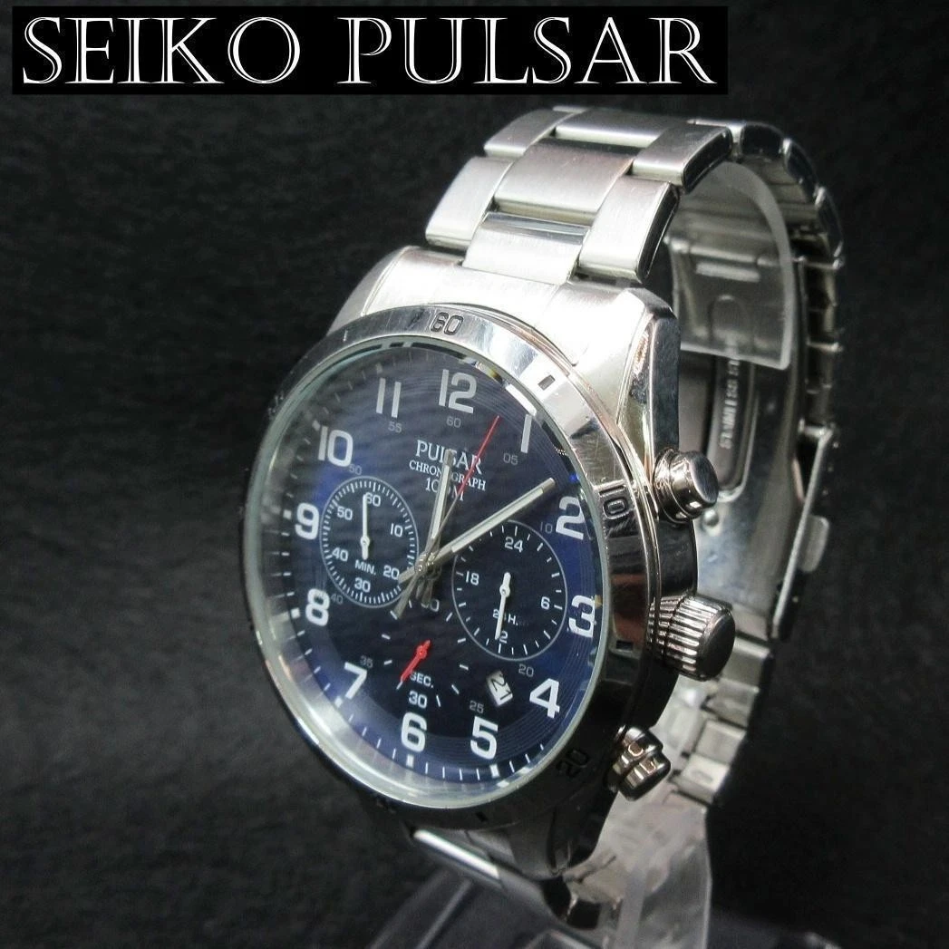 SEIKO PULSAR クロノグラフ 100M スクエア クォーツ シルバー SEIKO 