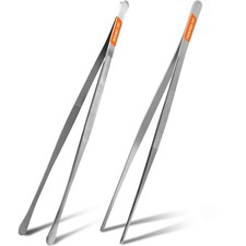 2 Pcs 12 Inch Stainless Steel Tweezers Tongs for Kitchen Cooking Seafood BBQ