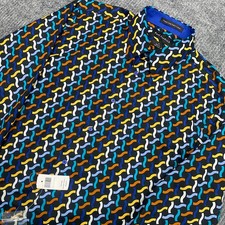 NWT Paul Fredrick Shirt Mens M Slim Geometric Abstract Finest Long Staple Cotton