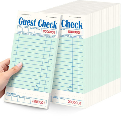 20 Pack/1000 Tickets Guest Checks Books for Servers, Green Server Books for Wait