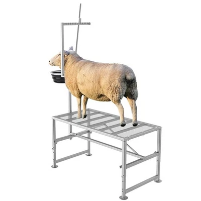 LEZBANZ 600 LBs Goat Stand with Feed Bin, Goat Milking Livestock Stand for Sheep Trim...