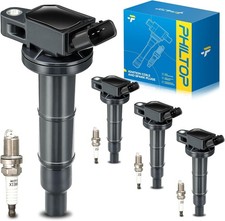PHILTOP Ignition Coil Pack and Iridium Spark Plugs Fits for Toyota 2002-2011 Cam