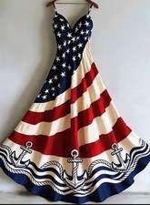 New Style 3D Printed Patriotic Dress 