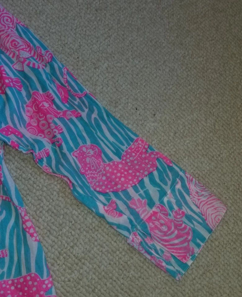 Mujer Natación Encubrimiento-GRETCHEN SCOTT-azul/rosa 'Tiger Tales' Cachemira Túnica-M Foto 2 de 4